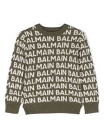 Balmain Kids pull en maille à logo intarsia - Vert - thumbnail