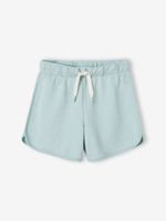 Meisjessportshort in fleece blauwgroen - thumbnail