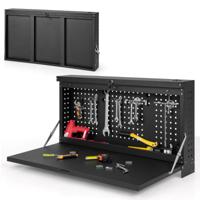 Wandklapbare Werktafel met Geperforeerd Paneel 2-In-1 Gereedschapsopbergunit met Ruime Plank Hangende Werktafel voor Garage Werkplaats