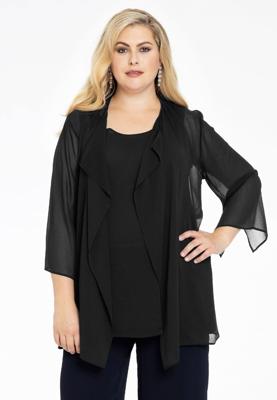 Yoek Blouse-jasje | Zwart | Maat 58/60