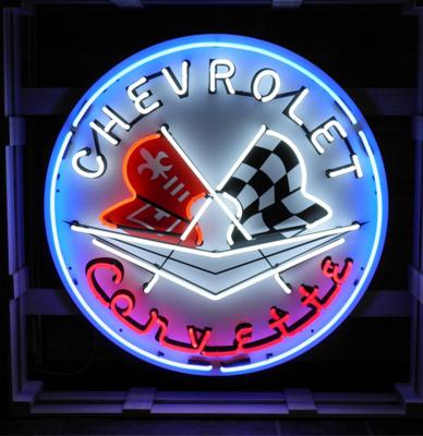 Chevrolet Corvette Vlaggen Neon Verlichting 100 cm ø