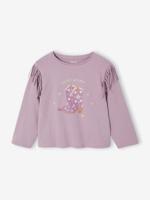 T-shirt met franjes voor meisjes met lange mouwen zachtpaars
