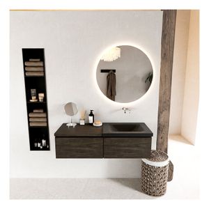 Mondiaz Bukla 120cm badmeubel met module 60 kleur dark brown met 2 lades en wastafel rechts zonder kraangat kleur urban
