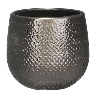 Bloempot brons ribbels keramiek voor kamerplant H12 x D14 cm - Plantenpotten Bloempot brons ribbels keramiek voor kamerplant H12 x D14 cm - Plantenpotten