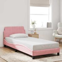 Bedframe met hoofdeinde "Dover" 90x200 cm fluweel roze