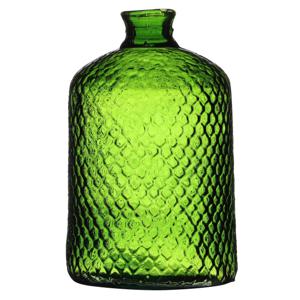 Bloemenvaas Scubs Bottle - groen geschubt transparant - glas - 18 x 31 cm - Fles vazen