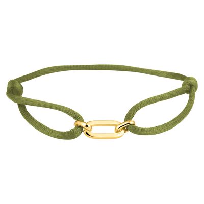 Armband Ovale schakel 20 x 6 mm satijn-zilver mosgroen-goudkleurig 13-26 cm