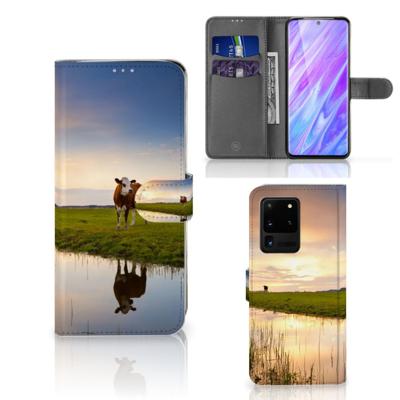 Samsung Galaxy S20 Ultra | Telefoonhoesje | Met pasjeshouder | Koe