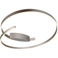 LED Plafondlamp - Cinque Cinardi - 1 Lichtpunt van 48 Watt - Dimbaar - Aanpasbare Lichtkleur - Mat Nikkel - Metaal