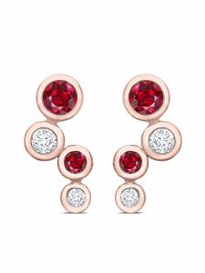 Pragnell boucles d'oreilles Bubbles or rose 18ct ornées de diamants et de rubis