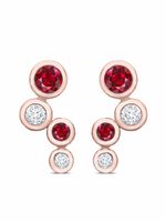 Pragnell boucles d'oreilles Bubbles or rose 18ct ornées de diamants et de rubis