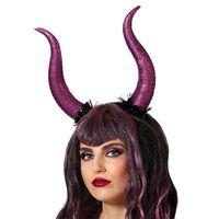 Halloween/horror verkleed diadeem/tiara - grote duivel hoorns - kunststof - dames/meisjes