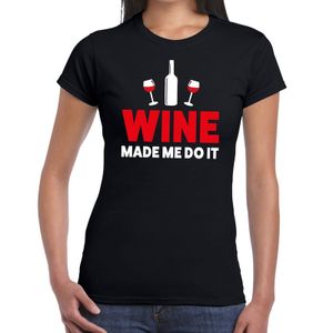 Wine made me do it drank fun t-shirt zwart voor dames