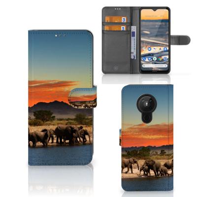Nokia 5.3 | Telefoonhoesje | Met pasjeshouder | Olifanten