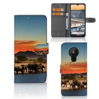 Nokia 5.3 | Telefoonhoesje | Met pasjeshouder | Olifanten