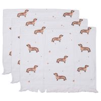 HAES DECO - Set van 3 Gastendoeken - 40x66 cm - 100% Katoen - Dachshund Love