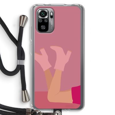 Pink boots: Xiaomi Redmi Note 10S Transparant Hoesje met koord