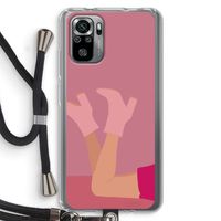 Pink boots: Xiaomi Redmi Note 10S Transparant Hoesje met koord