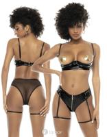Mapalé 2-delige Lak/Mesh lingerie set, MP210400