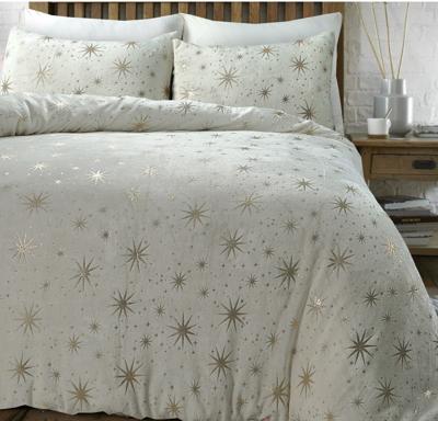 Sleeptime Glamour Flanel Stars Foil Creme 240 x 200/220 cm