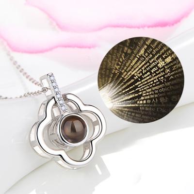 100 taal Ik hou van je projectieve meisje vier-Leaf Clover hanger ketting sieraden