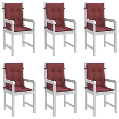VidaXL Stoelkussens 6 st lage rug 100x50x4 cm stof gemêleerd wijnrood