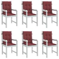 VidaXL Stoelkussens 6 st lage rug 100x50x4 cm stof gemêleerd wijnrood