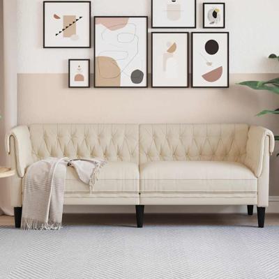 Driezitsbank Chesterfield-stijl linnen