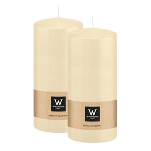 Cilinderkaars/stompkaars - 2x - creme wit - 15 x 7 cm - 63 branduren