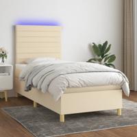 Boxspring met matras en LED stof crèmekleurig 80x200 cm