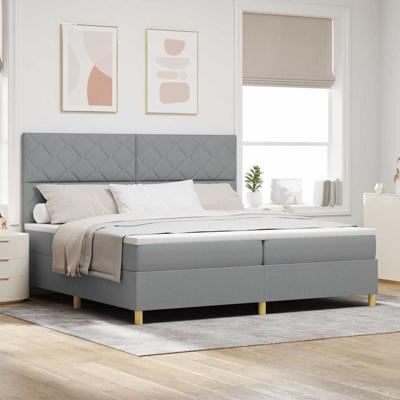 Boxspringbed met Matras Lichtgrijs 200x200 cm Stof