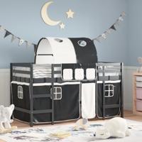 Kinderhoogslaper met tunnel 90x200 cm grenenhout wit en zwart