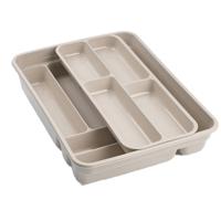 Plasticforte Bestekbak - taupe - 10-vaks - 2 lagen - besteklade - organizer