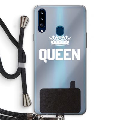 Queen zwart: Samsung Galaxy A20s Transparant Hoesje met koord