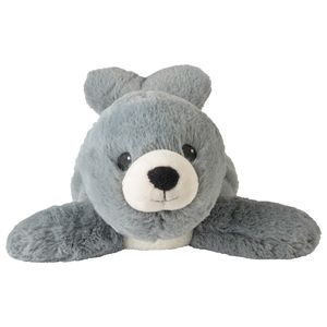 Warmte/magnetron opwarm knuffel - Zeehond - grijs - 37 cm - pittenzak