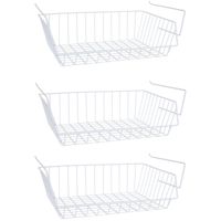 MSV Kastmandje - 3x - opberg/hang mandjes - rvs - wit - 40 x 27 x 14 cm