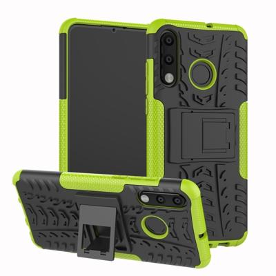 Band textuur TPU + PC schokbestendig telefoon geval voor Huawei P30 Lite/Nova 4e met houder (groen)