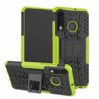 Band textuur TPU + PC schokbestendig telefoon geval voor Huawei P30 Lite/Nova 4e met houder (groen)