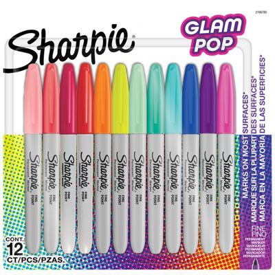 Viltstift sharpie glampop f 12st assorti