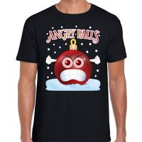 Fout kerst shirt Angry balls zwart voor heren