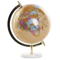 Decoratie wereldbol/globe beige op marmeren voet 20 x 28 cm   -