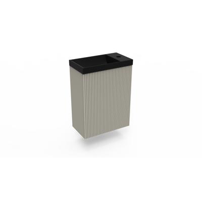 Fonteinkast Clay Arcqua Ridge 40x55x28 cm Incl. Fontein Mat Zwart Zonder Overloop Arcqua