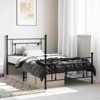 Bedframe met hoofd- en voeteneinde metaal zwart 107x203 cm