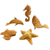 Papoose Toys Sea Animals Hand Carved/5pc