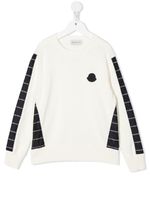 Moncler Enfant pull bicolore à logo imprimé - Blanc - thumbnail