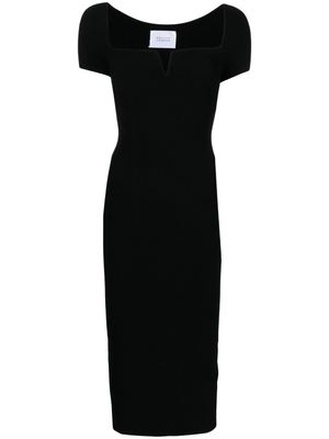 Galvan London robe en maille nervurée à col v - Noir