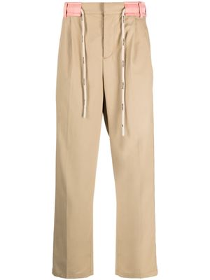 Palm Angels pantalon droit à taille à lien de resserrage - Tons neutres