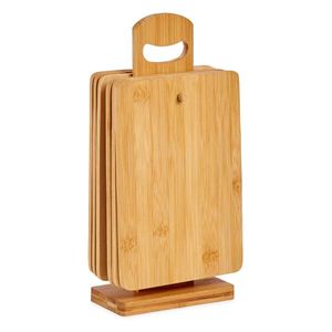 Set van 6x stuks bamboe houten snijplanken/serveerplanken met houder 22 x 14 cm