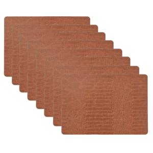 Unique Living placemats Croco lederlook - 8x - 43 x 30 cm - bruin - pvc - tafel onderleggers
