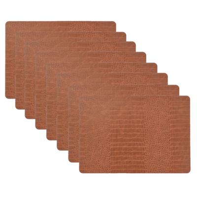 Unique Living placemats Croco lederlook - 8x - 43 x 30 cm - bruin - pvc - tafel onderleggers